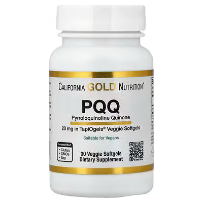 كبسولات كاليفورنيا جولد نيوتريشن PQQ النباتية، 20 ملغ، 30 كبسولة هلامية نباتية
