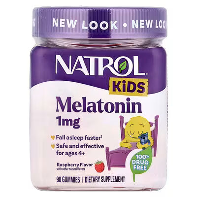 Natrol, Kids Melatonin Gummies Ages 4+ Raspberry 1 mg 90 Gummies