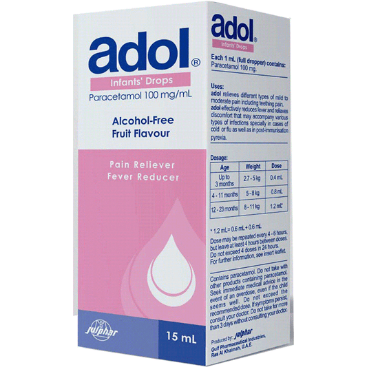 أدول باراسيتامول 100 ملغ/مل – 15 مل قطرات فموية