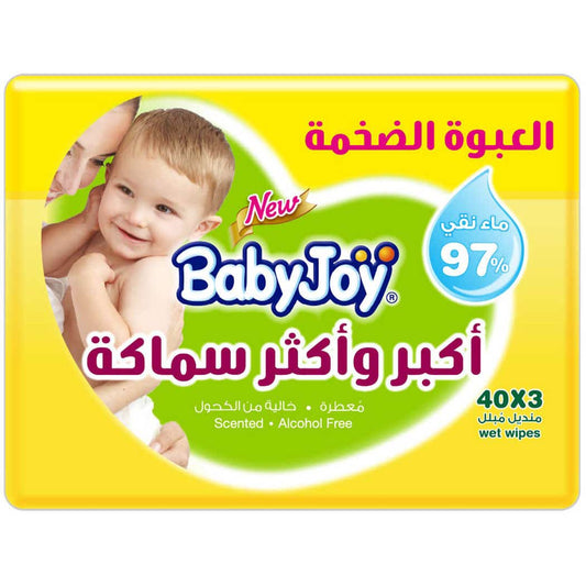 مناديل بيبي جوي المبللة، 40 منديل معطر | عبوة (3 × 40)